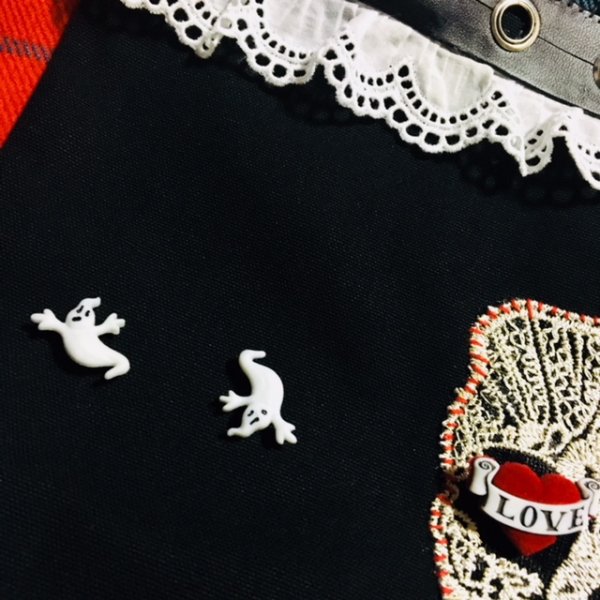 画像10: 【夜の街燈 Street Lamp at Night】・LOVE HEART SKULLミニトートバッグ (10)