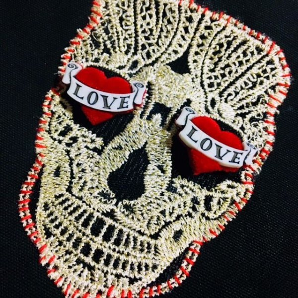 画像11: 【夜の街燈 Street Lamp at Night】・LOVE HEART SKULLミニトートバッグ (11)