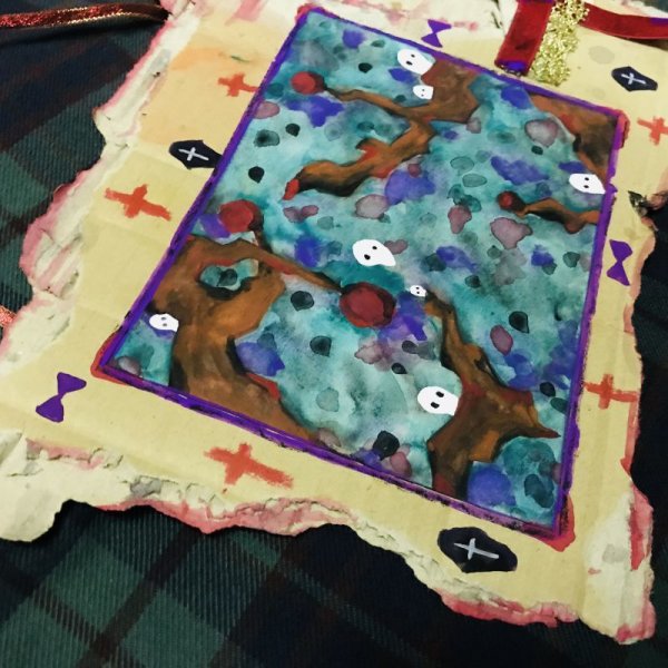 画像2: 【夜の街燈 Street Lamp at Night】・原画「おばけの森」ダンボールアート (2)