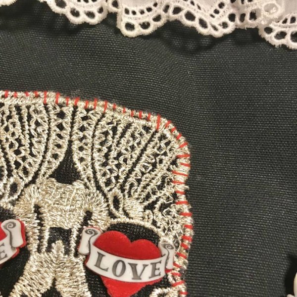 画像7: 【夜の街燈 Street Lamp at Night】・LOVE HEART SKULLミニトートバッグ (7)