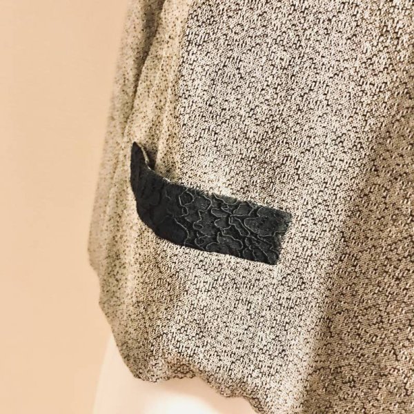 画像6: 【VINTAGE】・レース襟の半袖ジャケット グレー×黒 (6)