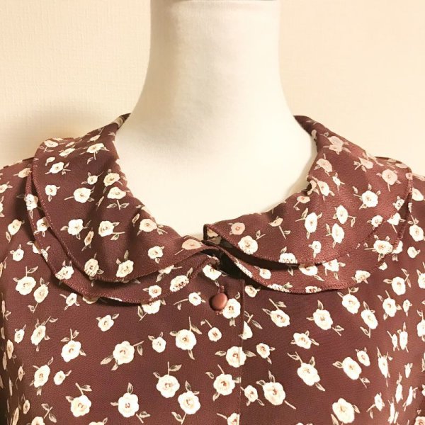 画像5: 【USED】・小花柄ふんわりBL　ボルドー (5)