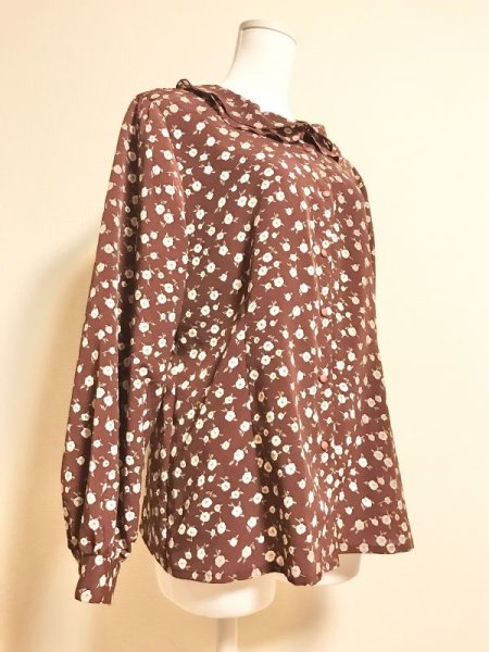 画像2: 【USED】・小花柄ふんわりBL　ボルドー (2)