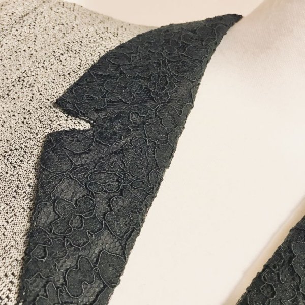 画像5: 【VINTAGE】・レース襟の半袖ジャケット グレー×黒 (5)