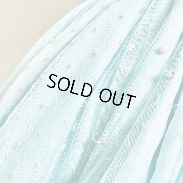 画像7: 【VINTAGE】・スパンコールパフスリーブドレス　サックス (7)