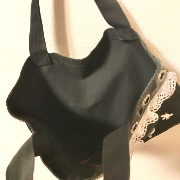 画像3: 【夜の街燈 Street Lamp at Night】・LOVE HEART SKULLミニトートバッグ (3)