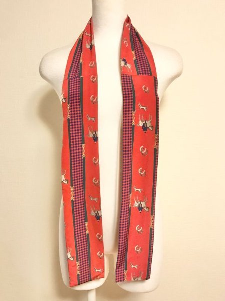 画像2: 【VINTAGE】・乗馬柄スカーフ　赤 (2)