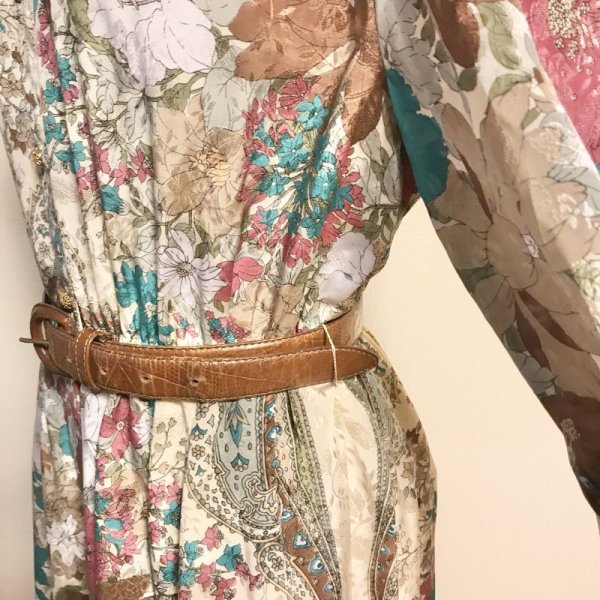 画像6: 【VINTAGE】・花柄ベルト付きワンピース (6)