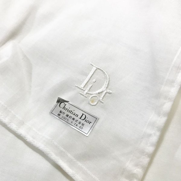 画像4: 【VINTAGE】・Christian Dior MONSIEUR ロゴ刺繍ハンカチ (4)