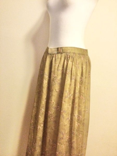 画像5: 【VINTAGE】・花柄シフォンスカート　オリーブ (5)