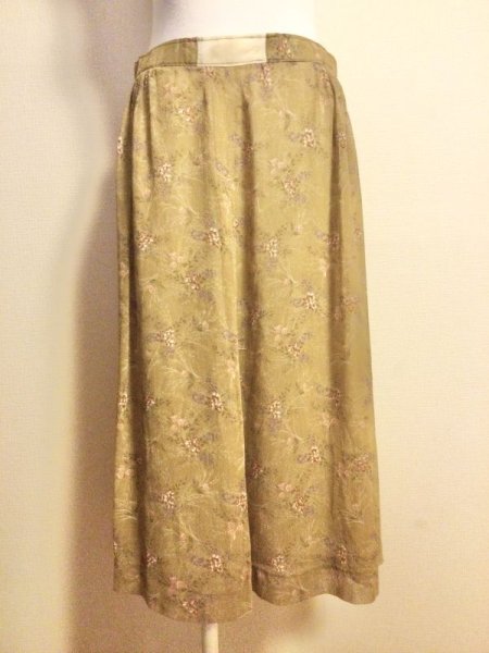 画像7: 【VINTAGE】・花柄シフォンスカート　オリーブ (7)