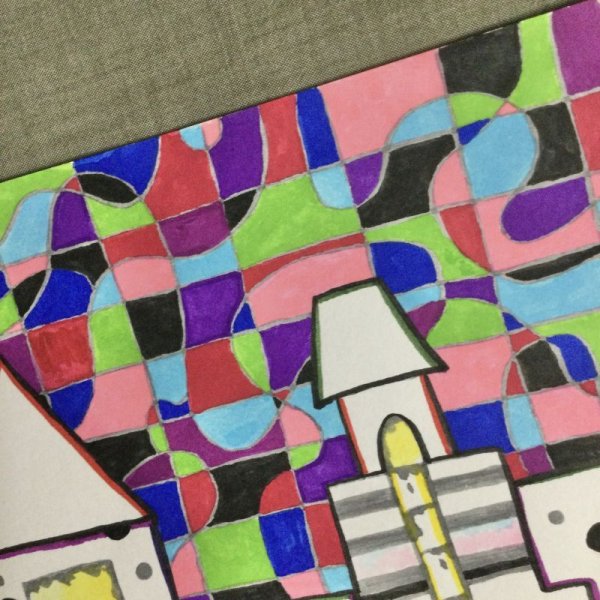 画像3: 【夜の街燈 Street Lamp at Night】・原画「色の空と白い家」 (3)