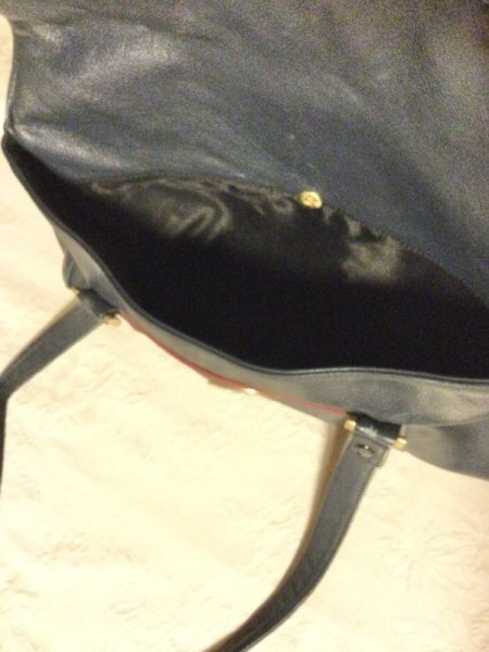 画像11: 【VINTAGE】・YUBI フレームハンドバッグ　ネイビー×レッド　 (11)