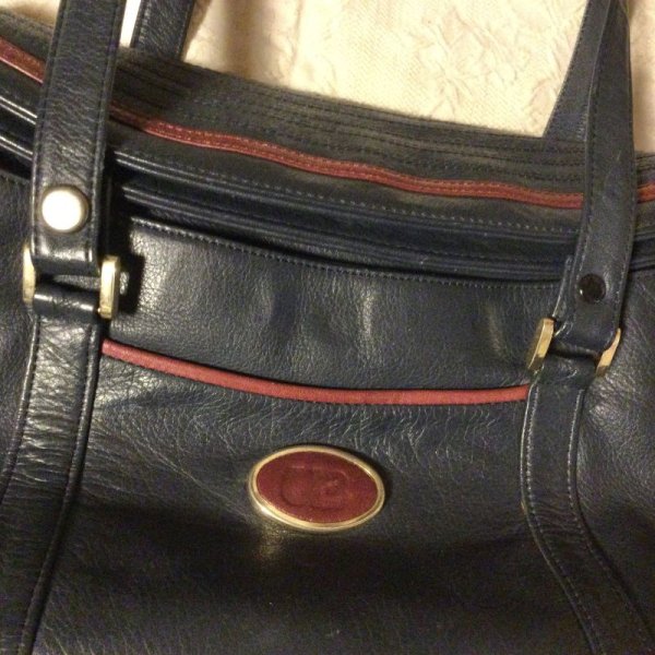 画像5: 【VINTAGE】・YUBI フレームハンドバッグ　ネイビー×レッド　 (5)