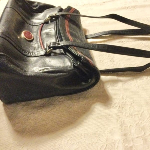 画像9: 【VINTAGE】・YUBI フレームハンドバッグ　ネイビー×レッド　 (9)