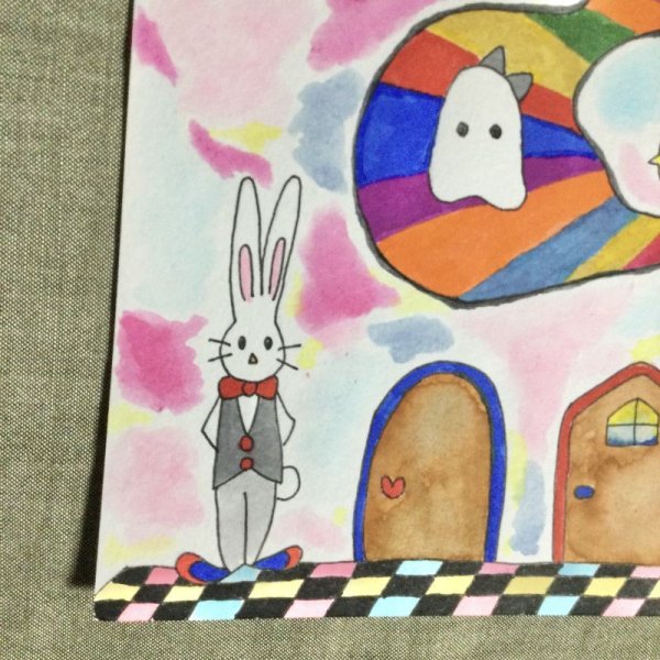 画像2: 【夜の街燈 Street Lamp at Night】・ドローイング「虹の部屋とうさぎの執事」 (2)