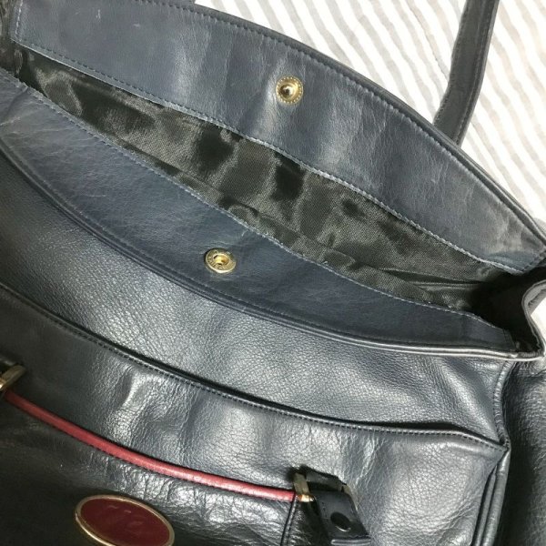 画像14: 【VINTAGE】・YUBI フレームハンドバッグ　ネイビー×レッド　 (14)