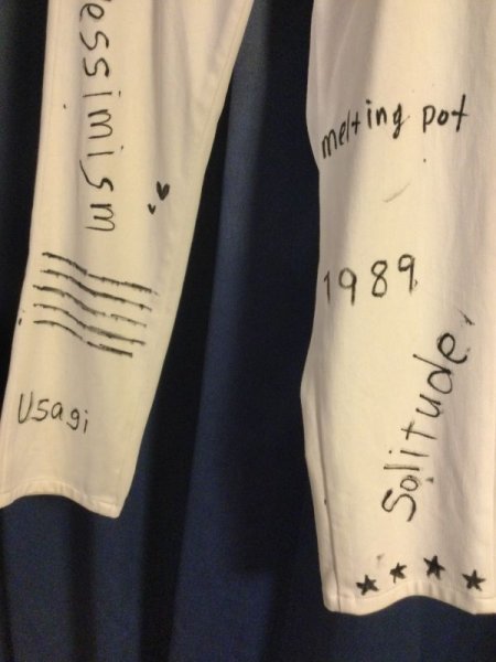 画像2: 【夜の街燈 Street Lamp at Night】・ペイントパンツ　ホワイト　（リメイク古着） (2)