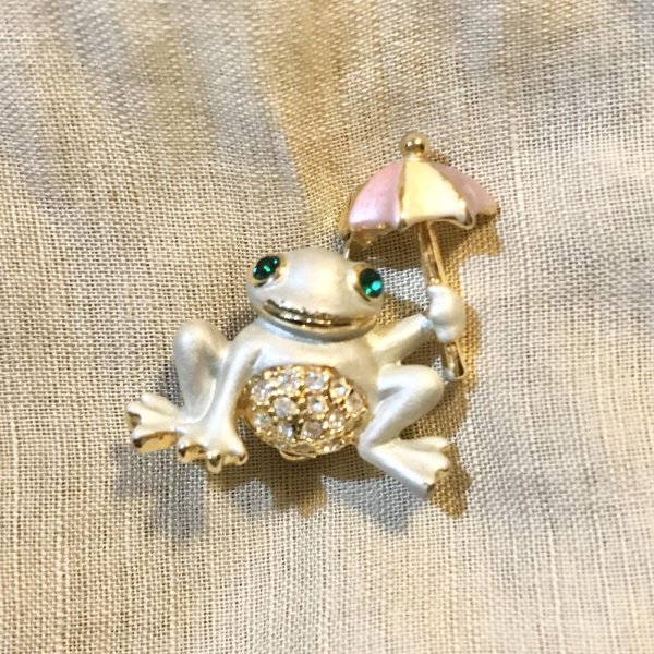 画像1: VINTAGE/カエルブローチ (1)