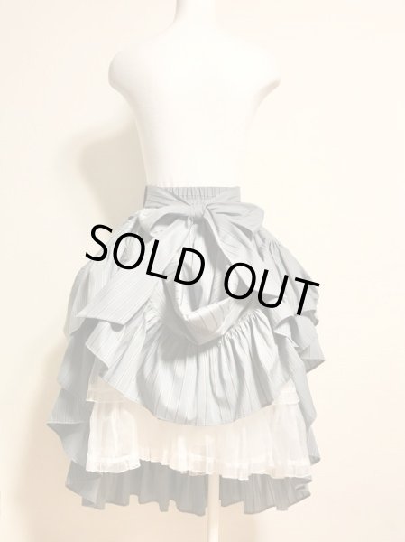 画像3: ROSA BIANCA/トラディショナルストライプのギャザーSK　（バッスル用ボタン＆ループ付き）　スモーキーサックス (3)