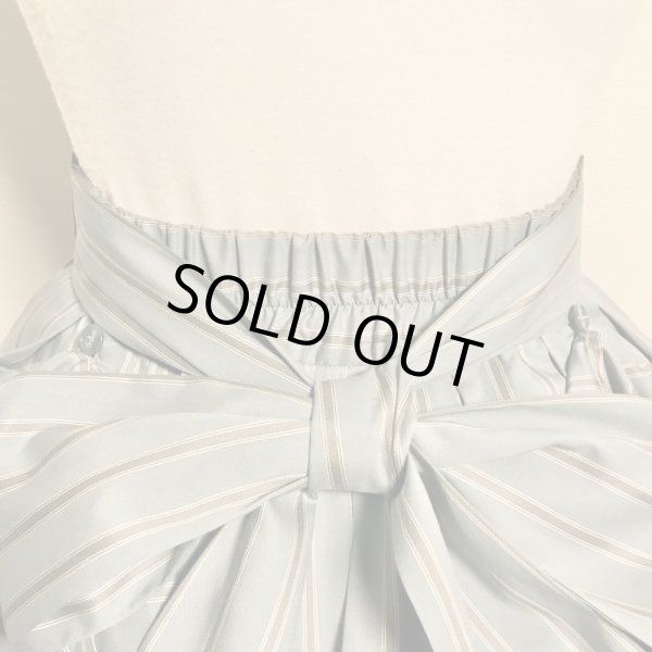 画像8: ROSA BIANCA/トラディショナルストライプのギャザーSK　（バッスル用ボタン＆ループ付き）　スモーキーサックス (8)