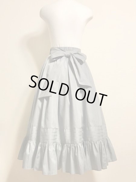 画像6: ROSA BIANCA/トラディショナルストライプのギャザーSK　（バッスル用ボタン＆ループ付き）　スモーキーサックス (6)