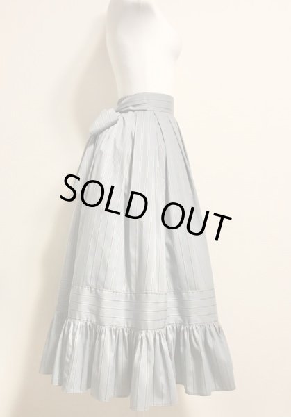 画像5: ROSA BIANCA/トラディショナルストライプのギャザーSK　（バッスル用ボタン＆ループ付き）　スモーキーサックス (5)