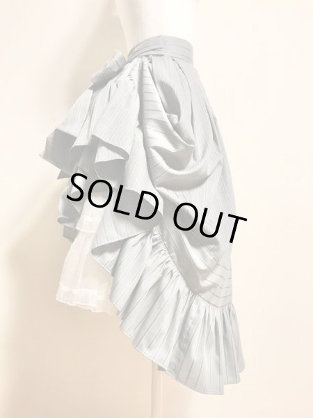 画像2: ROSA BIANCA/トラディショナルストライプのギャザーSK　（バッスル用ボタン＆ループ付き）　スモーキーサックス (2)