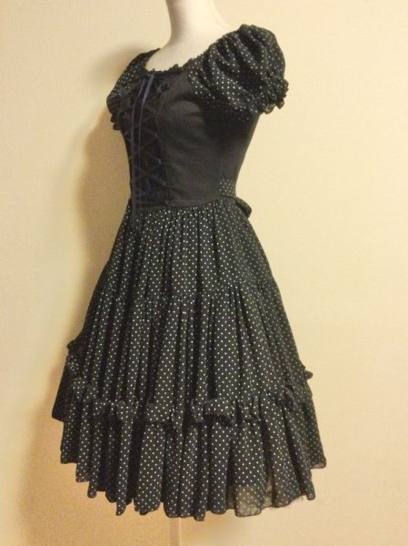 画像4: 【USED】・Beth(Victorian maiden)/ドットシフォンワンピース ネイビー (4)