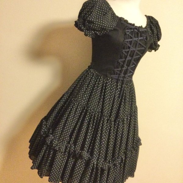 画像6: 【USED】・Beth(Victorian maiden)/ドットシフォンワンピース ネイビー (6)