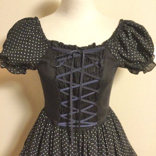 画像7: 【USED】・Beth(Victorian maiden)/ドットシフォンワンピース ネイビー (7)