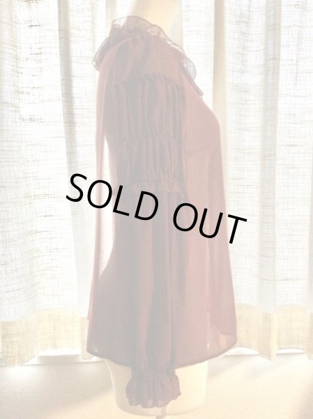 画像2: ◼️再値下げ◼️Leur Getter/シャーリングブラウス　ボルドー【4000円→2800円】 (2)