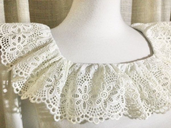 画像5: 【USED】・Leur Getter/スクエアレース・リボンパフカットソー　グレー (5)