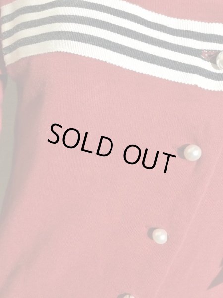 画像7: ※値下げ※Leur Getter/ストライプリボン裏毛カーディガン　レッド【2500円→1995円】 (7)