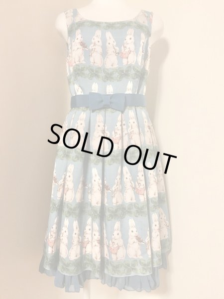 画像1: ※値下げ※Leur Getter/ラビットパレードプリントノースリーブワンピース　ブルー【7000円→5000円】 (1)