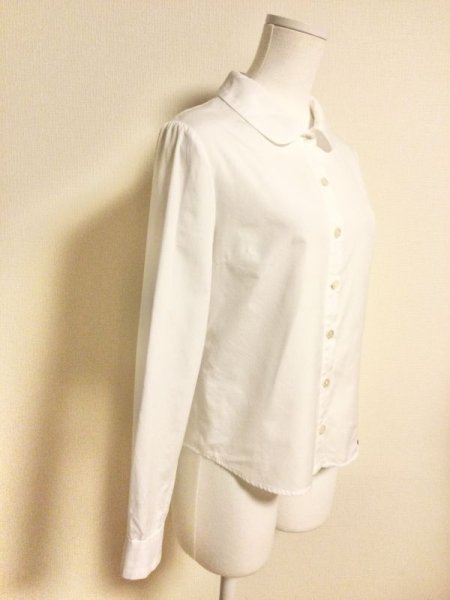 画像5: 【USED】・MILK/Ribbon tie ロゴブラウス　白 (5)