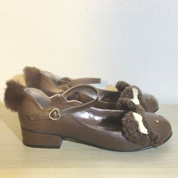 画像2: 【USED】・BABY,THE STARS SHINE BRIGHT/くまくみゃちゃんシューズ　茶×ミルクティ　L (2)