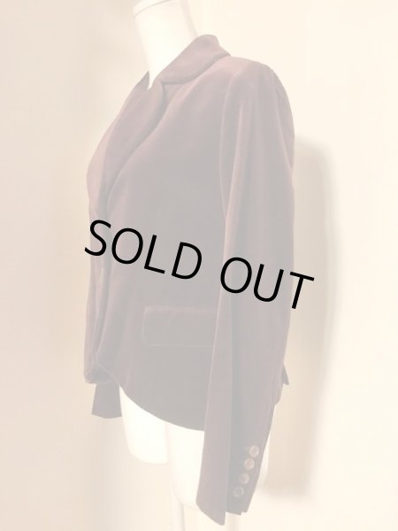 画像4: Jane Marple/Cotton velvet round collar jacket ボルドー  (4)