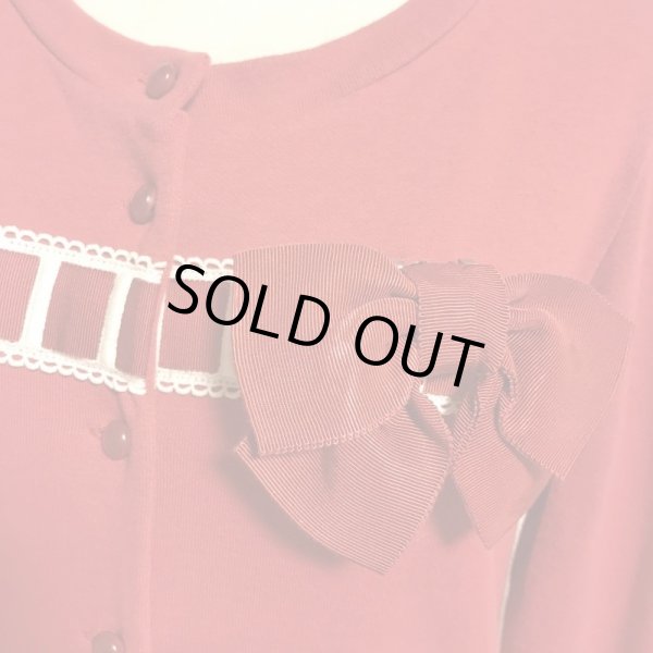 画像9: Leur Getter/グログランリボン付裏毛カーディガン　レッド (9)