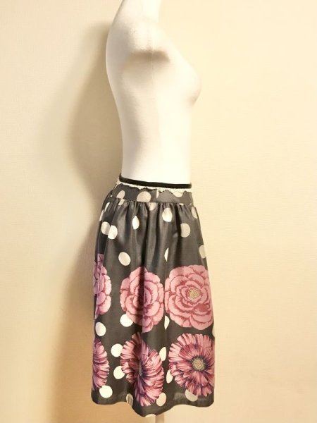 画像2: 【USED】・Emily Temple cute/ドット＆フラワーpt SK (2)