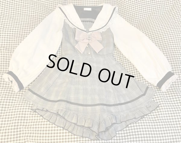 画像1: ※値下げ※LIZLISA/セーラーカラーセットアップ グレーチェック【4800円→3000円】 (1)