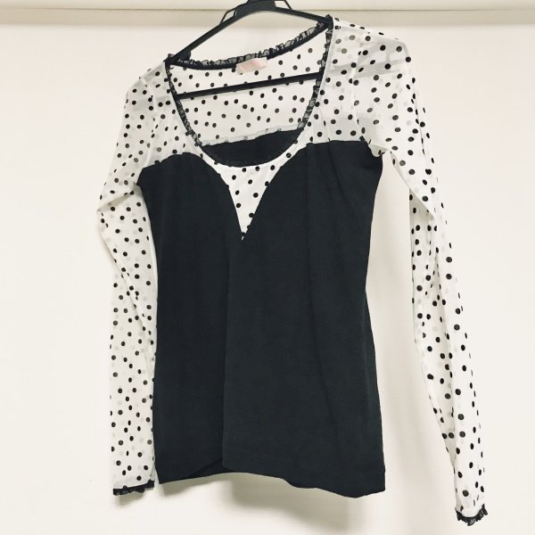 画像6: 【USED】・Le salon d’Y./ドットチュールトップス　ブラック (6)