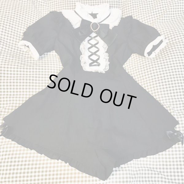 画像1: ※値下げ※Secret Honey/半袖フロントレースアップセットアップ （クロ）【4800円→3000円】 (1)