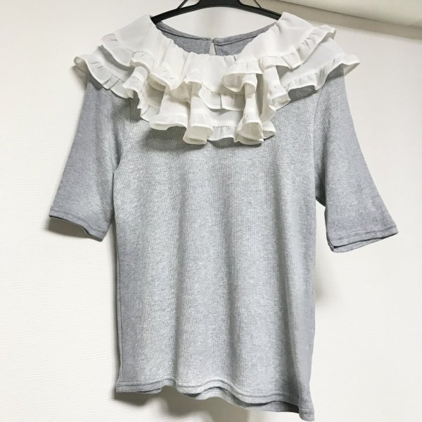画像1: franche lippee/大人ホイップ5分袖プルオーバー　グレー (1)