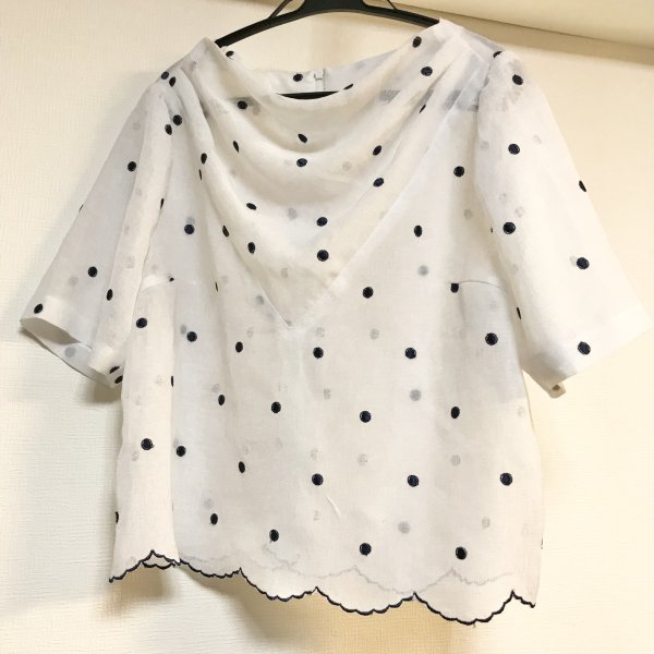 画像1: VINTAGE/ドットトップス　ホワイト (1)