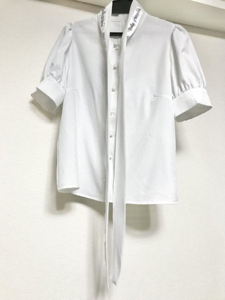 画像5: 【USED】・Ank Rouge/ロゴリボンブラウス　白 (5)