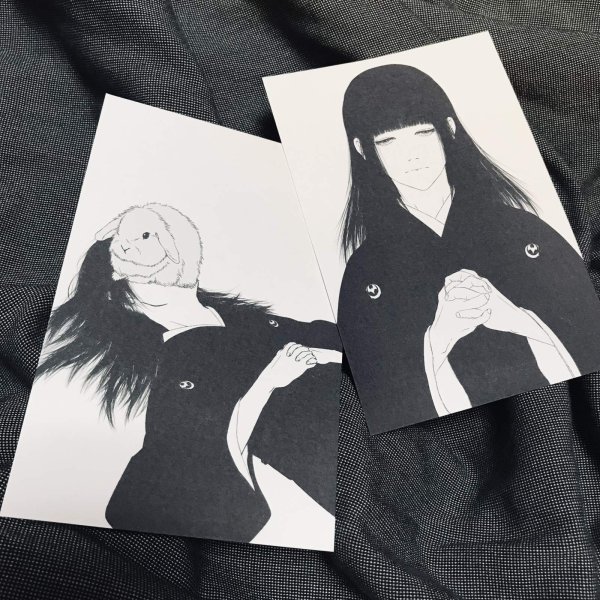 画像1: 【結核堂】・窒息死と遺影　ポストカード　2枚SET (1)