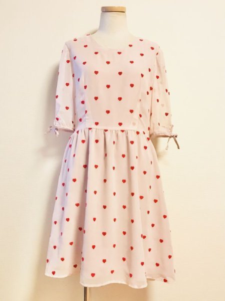 画像1: MILK/レッドリリーDress　ピーチピンク×ハート (1)