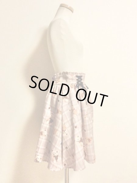 画像2: 【USED】・Ank Rouge/Bear cherry チェックスカート　ブラウン　+　yesteryear/カップケーキ缶バッチ　SET (2)