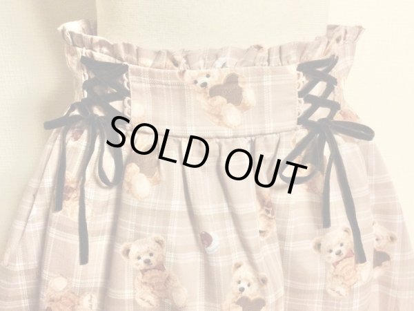 画像5: 【USED】・Ank Rouge/Bear cherry チェックスカート　ブラウン　+　yesteryear/カップケーキ缶バッチ　SET (5)